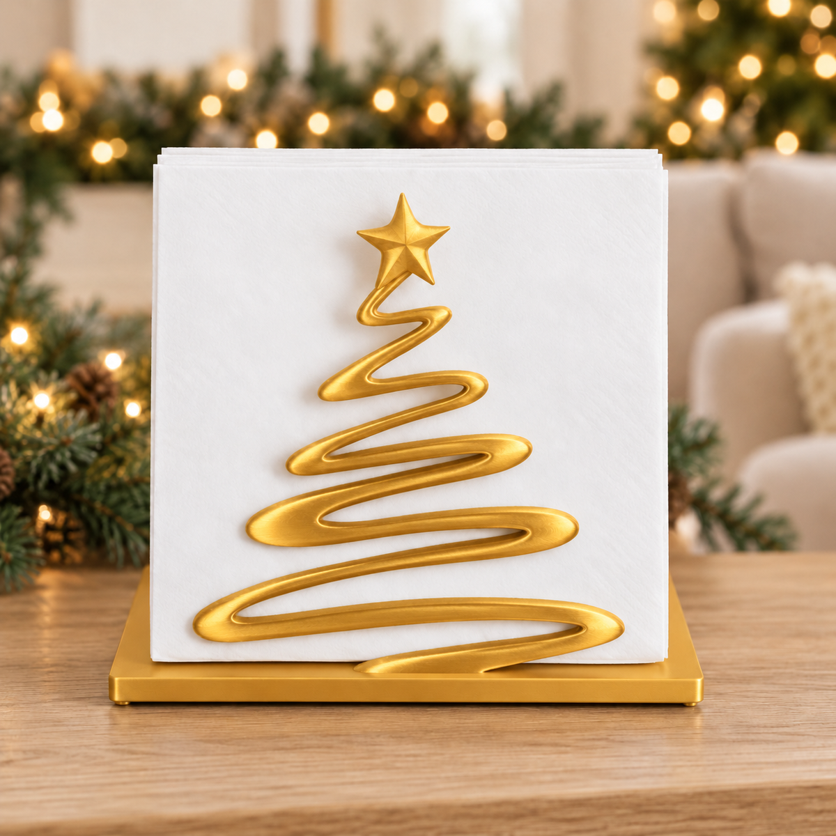 Christmas Tree Napkin Holder — Silk Gold