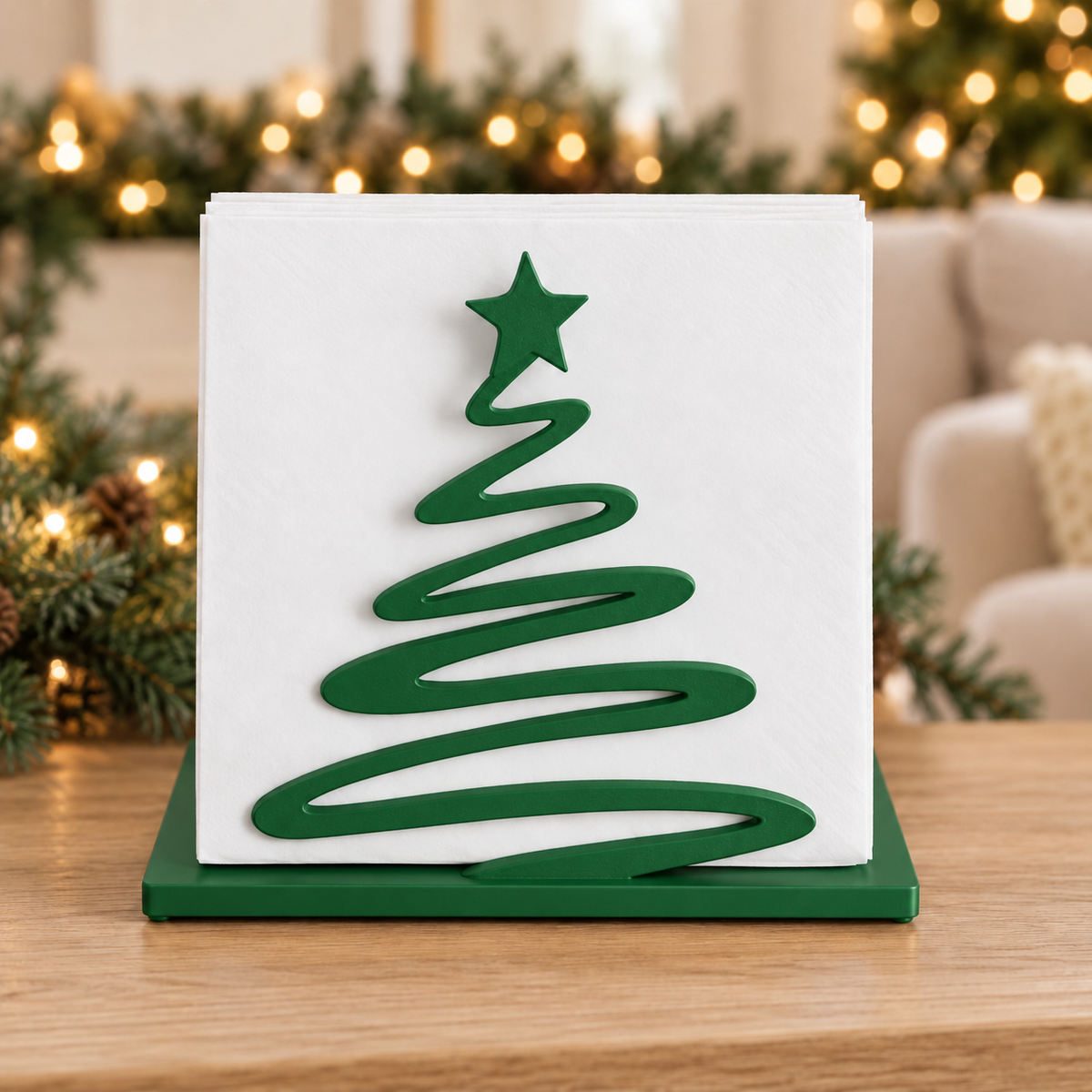 Christmas Tree Napkin Holder — Mistletoe Green