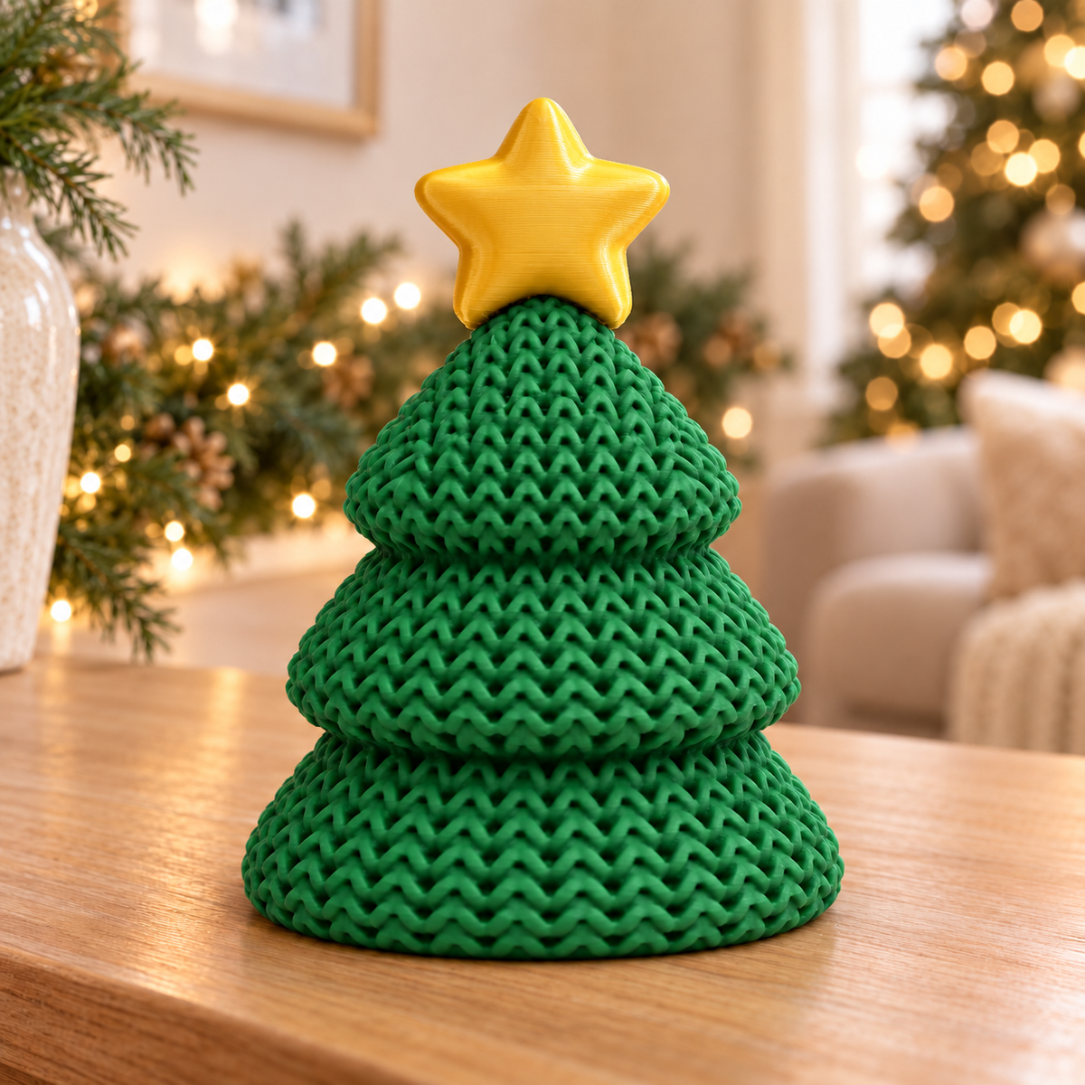 Knit-Effect Christmas Tree — Mistletoe Green