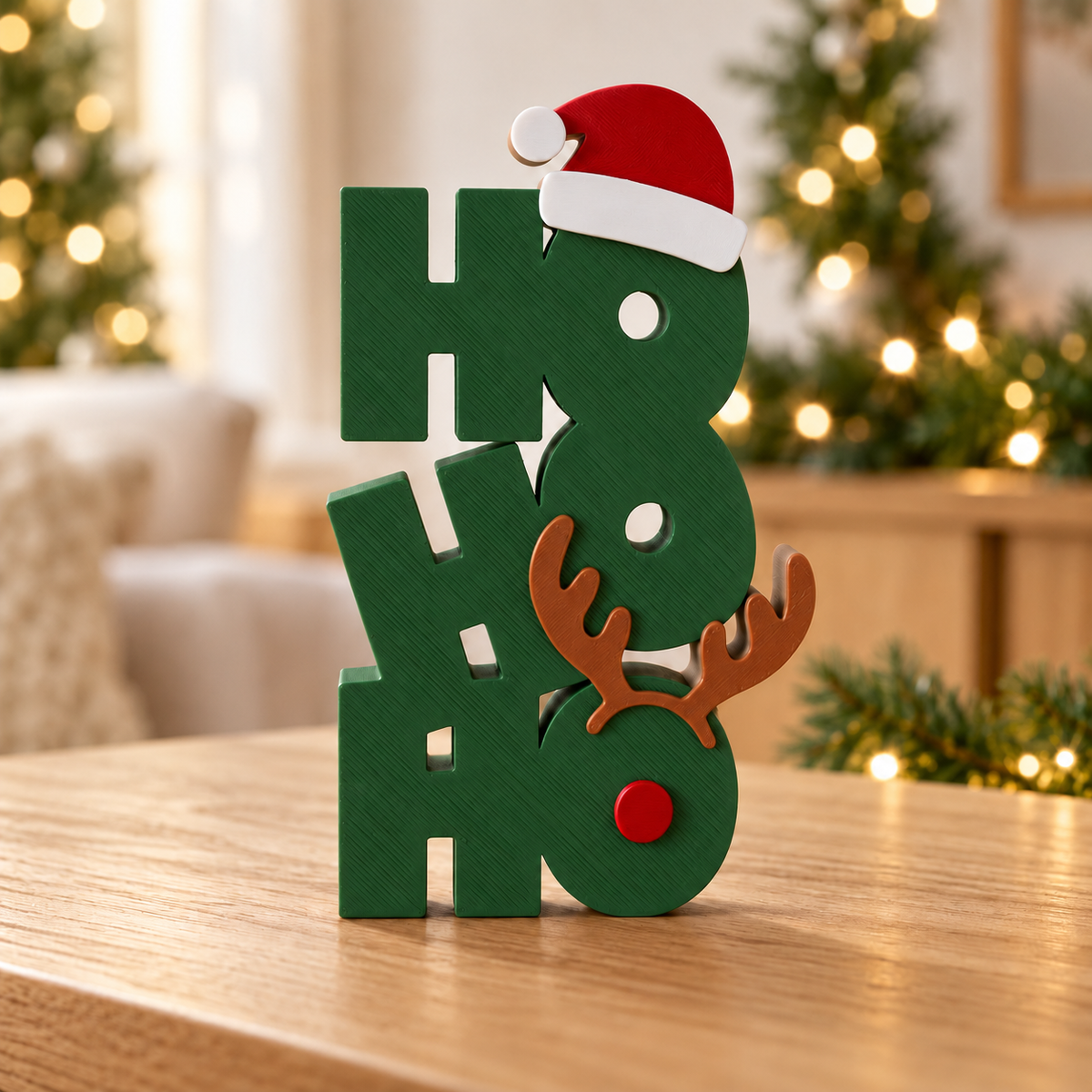 Ho Ho Ho Christmas Sign — Mistletoe Green Letters