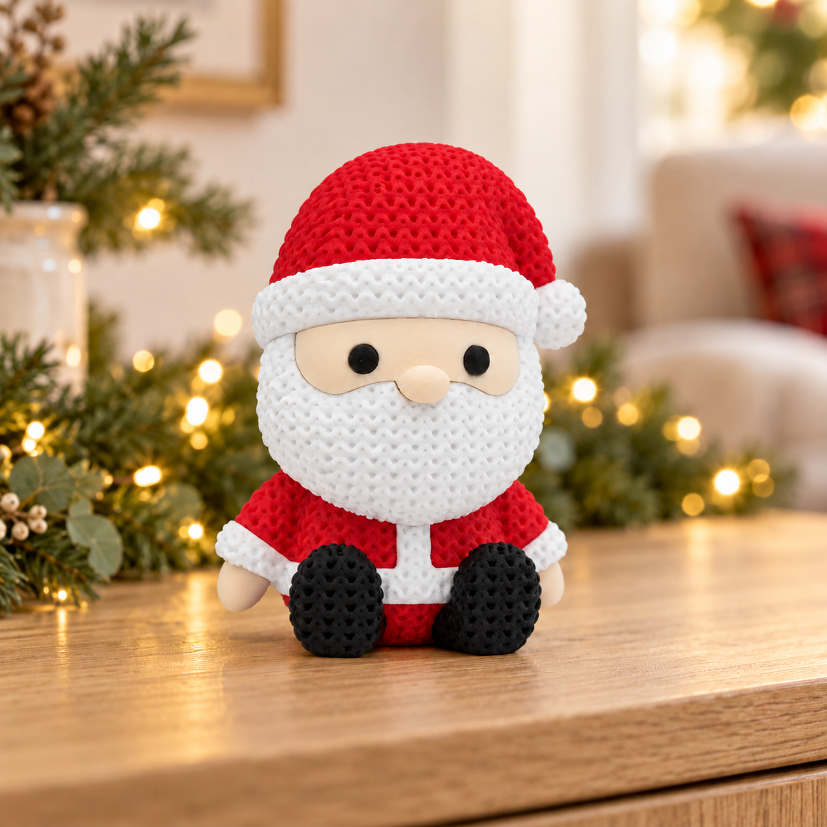 Knit-Effect Santa — Matte Red