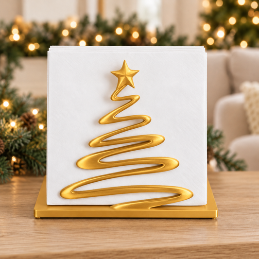 Christmas Tree Napkin Holder — Silk Gold