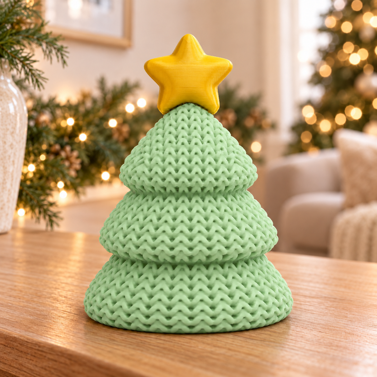 Knit-Effect Christmas Tree — Light Green