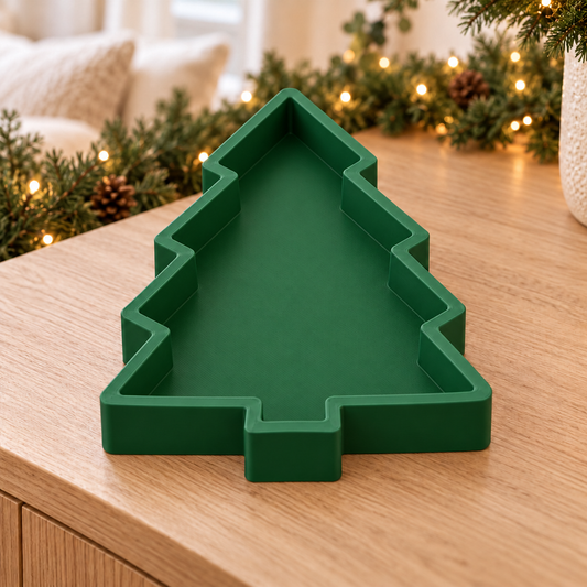 Christmas Tree-Shaped Tray — Mistletoe Green