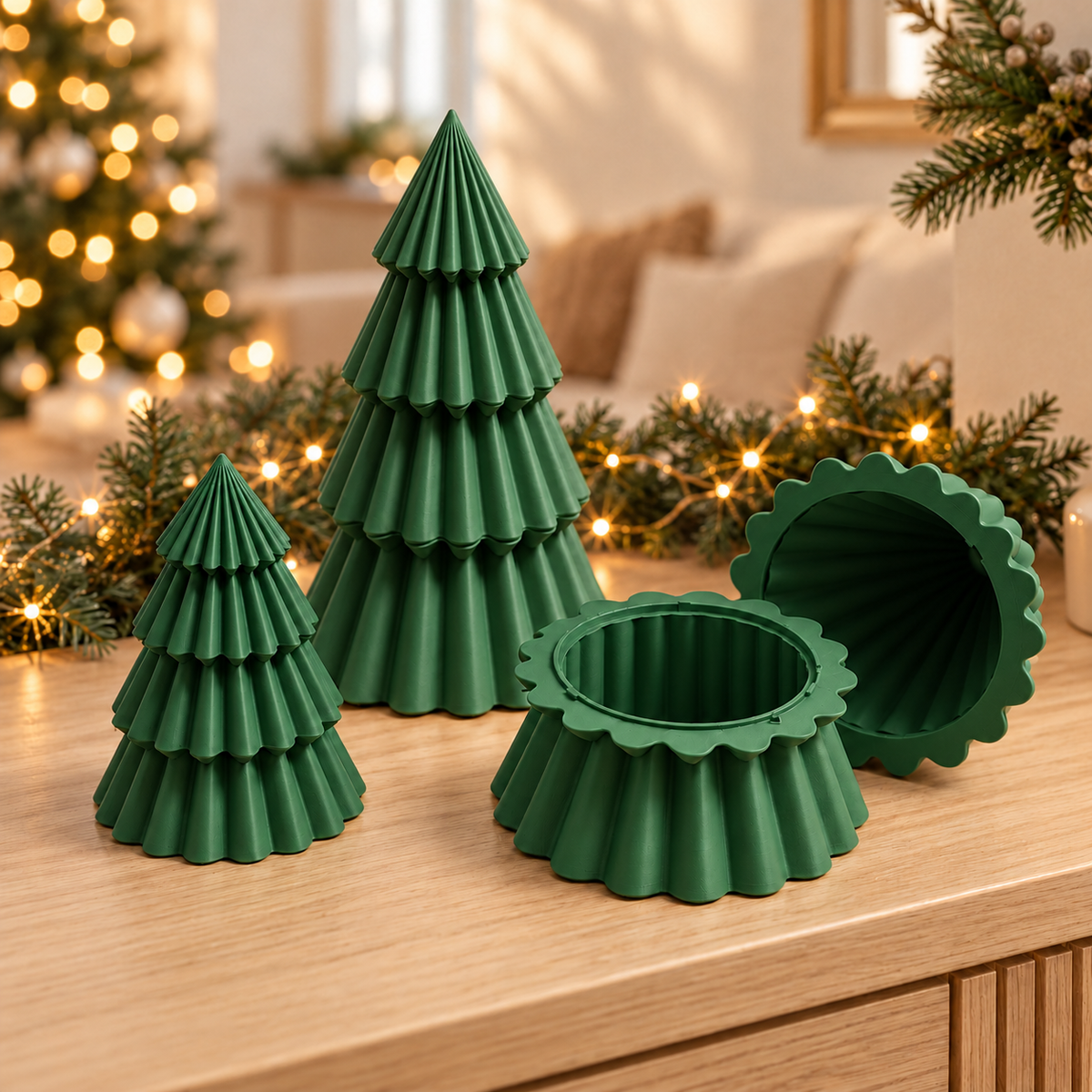 Christmas Tree Gift Container — Mistletoe Green