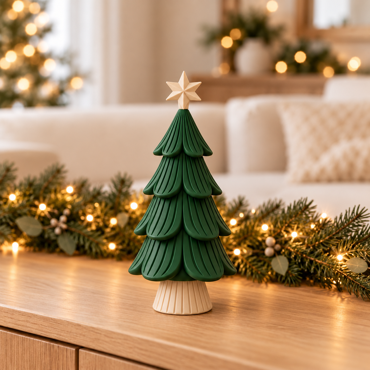 Classic Christmas Tree — Mistletoe Green / White Oak Star & Trunk