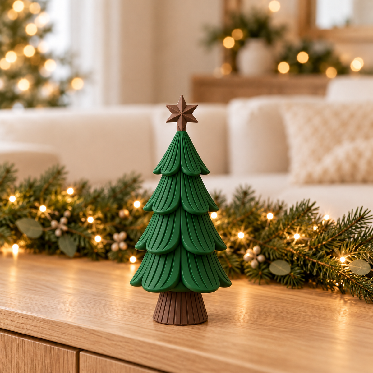 Classic Christmas Tree — Mistletoe Green / Black Walnut Star & Trunk