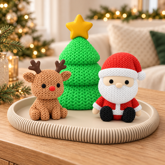Knit-Effect Christmas Trio Tray Set